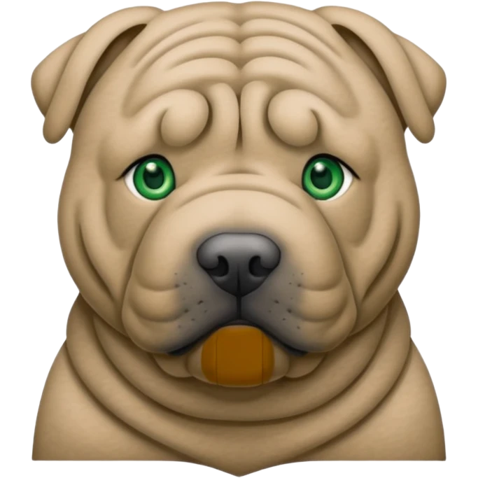 Grey shar pei with green eyes emoji