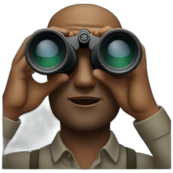 man looking with binoculars from a window emoji