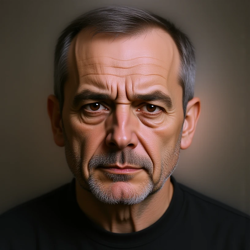 Make Carl from Sling Blade look more realistic with a photorealistic face, keep transparent background. emoji