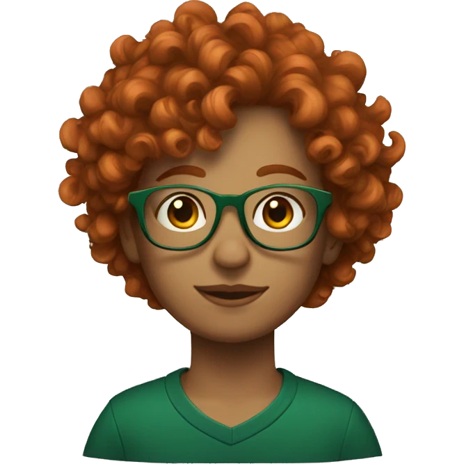 curly red hair with glasses in deep green pulover emoji