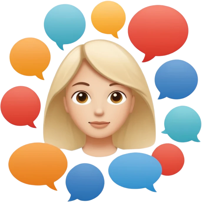 Make me an emoji for an app. The emoji is to highlight "social", "Real people", Reviews, trust, and brand recognition  - Should be circles in a flattened style.

Think favicons like reddit (don't use real favicons) and limit to 3 emoji