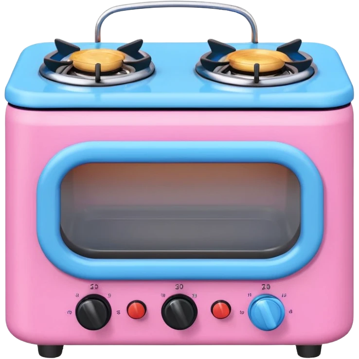 Cute toy stove, single burner only, front view.
BabyBus-style 2.5D soft shading, bright pastel colors (pink & blue).
Rounded chunky toy shape, simple details.
Even studio lighting, NO harsh light, NO realism, NO textures.
Smooth matte surface, no outlines, no strokes.
Clean background. emoji
