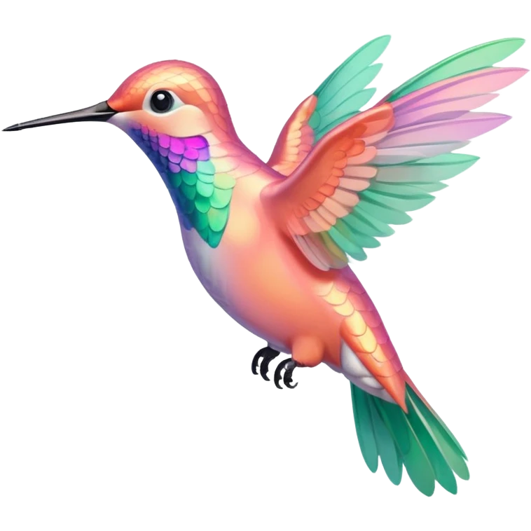 peach pink and mint humming bird emoji