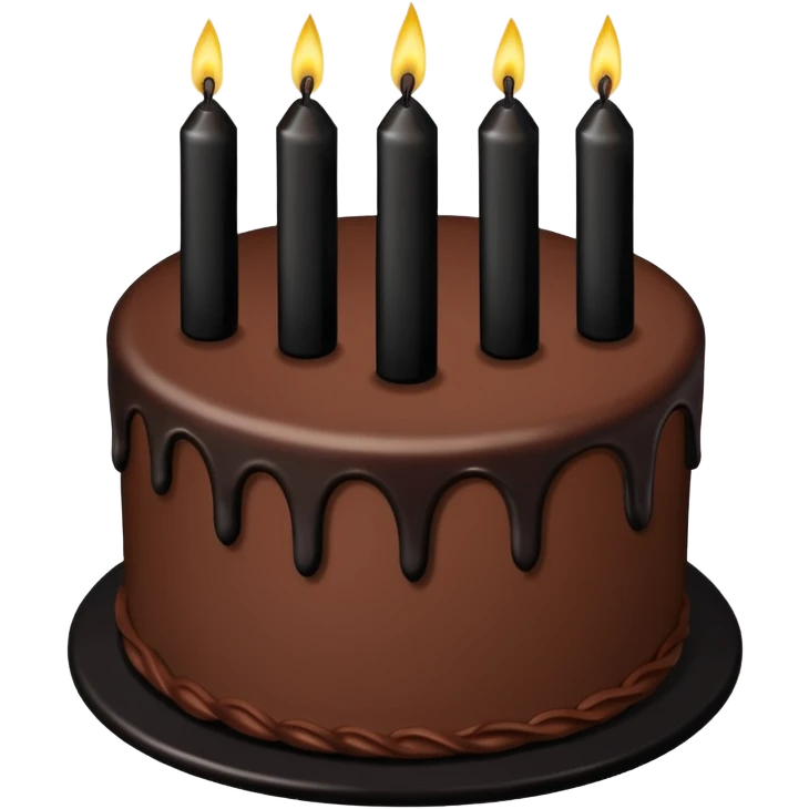 birthday cake with black candles and trim, no text emoji