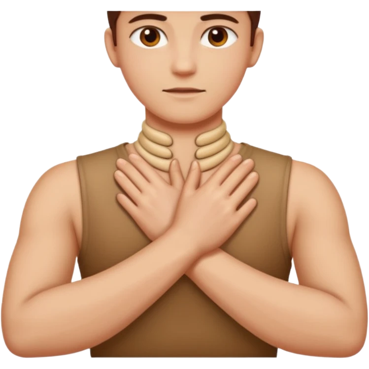 hands crossed on neck emoji