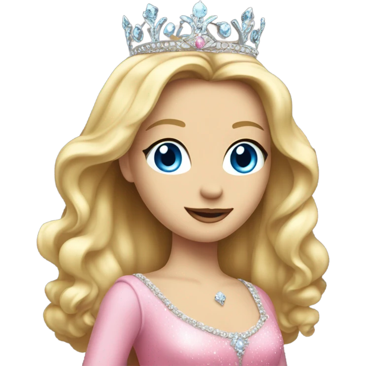 Blue eye long blonde hair queen with pink dress and tiara emoji