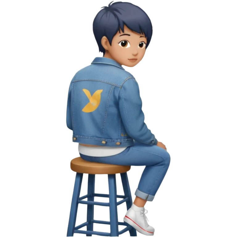 a person sitting on stool back head turn

 emoji