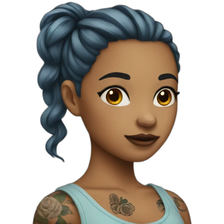 Girl with a tattoo emoji