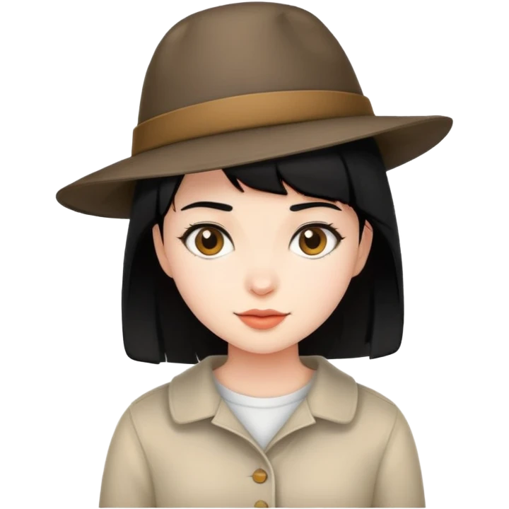 short black haired girl with hat emoji
