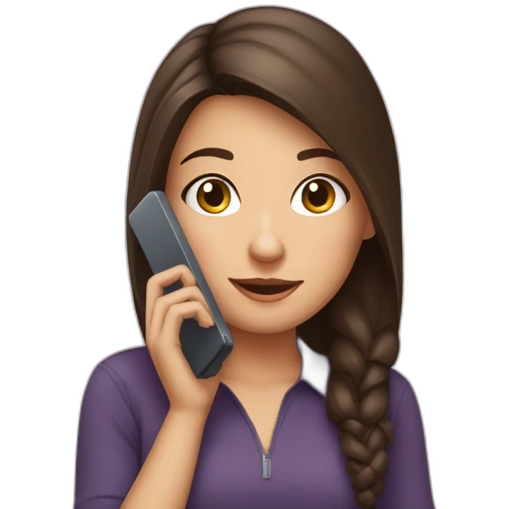 brunette girl with a phone, girl with a computer emoji
