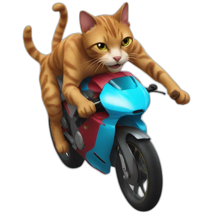 Cat racing Ironman with ears taped down emoji