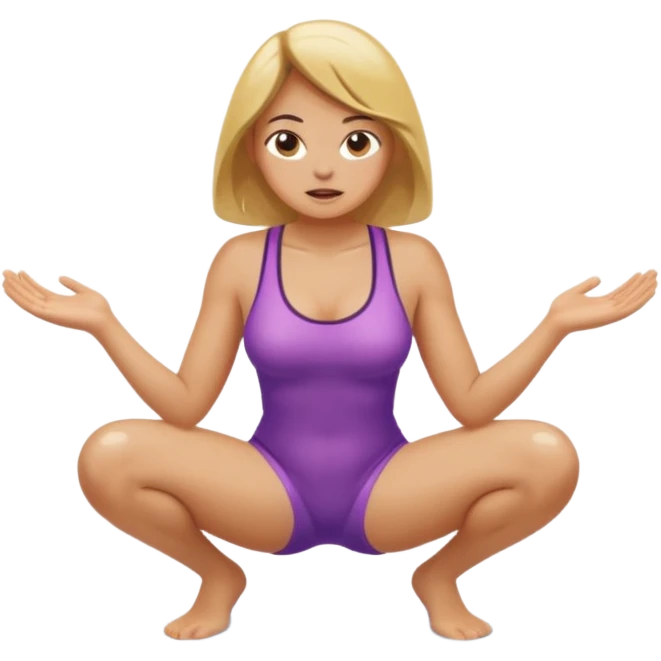 Naked Woman legs and vagina spread open squatting and pissing emoji
