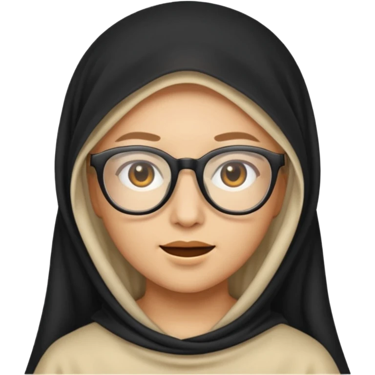 A veiled emoji wearing glasses emoji