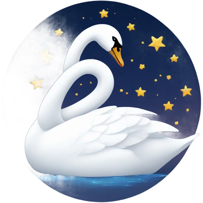 Swan with stars surrounding emoji
