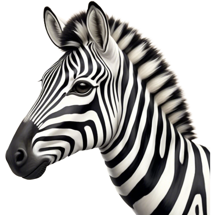 Cinematic Noble Zebra Portrait Emoji, Poised and regal, with a lean, elegant build, a long, graceful equine snout and striking fur of bold black and white stripes, deep-set soulful piercing eyes, Simplified yet sharp and sophisticated features, highly detailed, glowing with a soft, dignified glow, high shine, intelligent and graceful, stylized with an air of savannah chic, focused and attentive, soft glowing outline, capturing the essence of a watchful and confident equine that feels as though it could gallop out of the screen with effortless authority! emoji