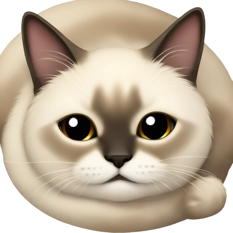 fluffy Siamese cat curled up and sleeping emoji