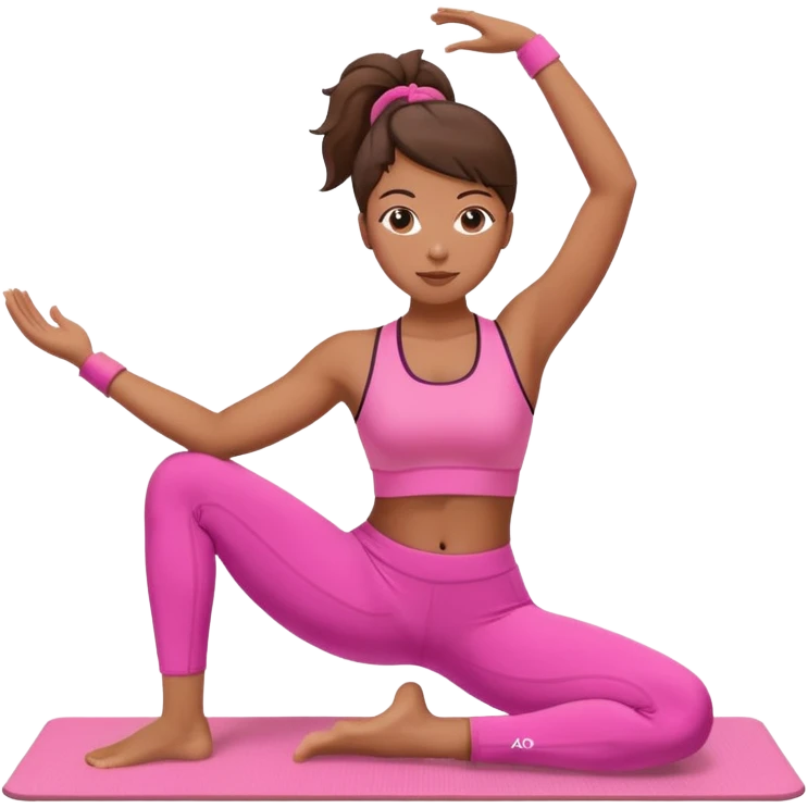 medium-skinned woman doing Pilates in pink sportswear emoji