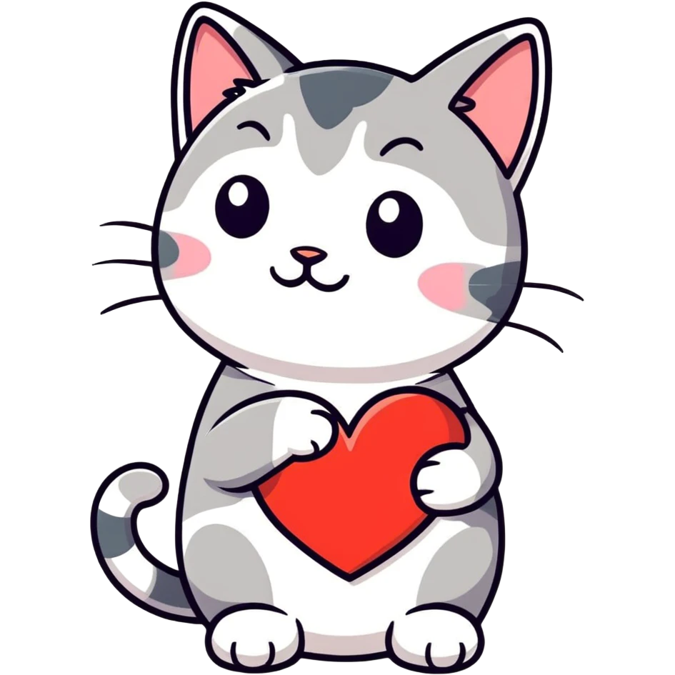 Cat with heart in paws  emoji