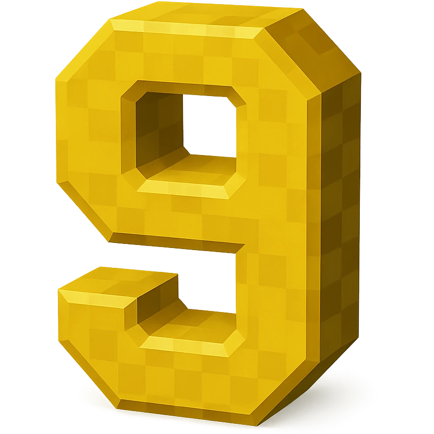 the number 9, 3D icon style, simple and bold emoji