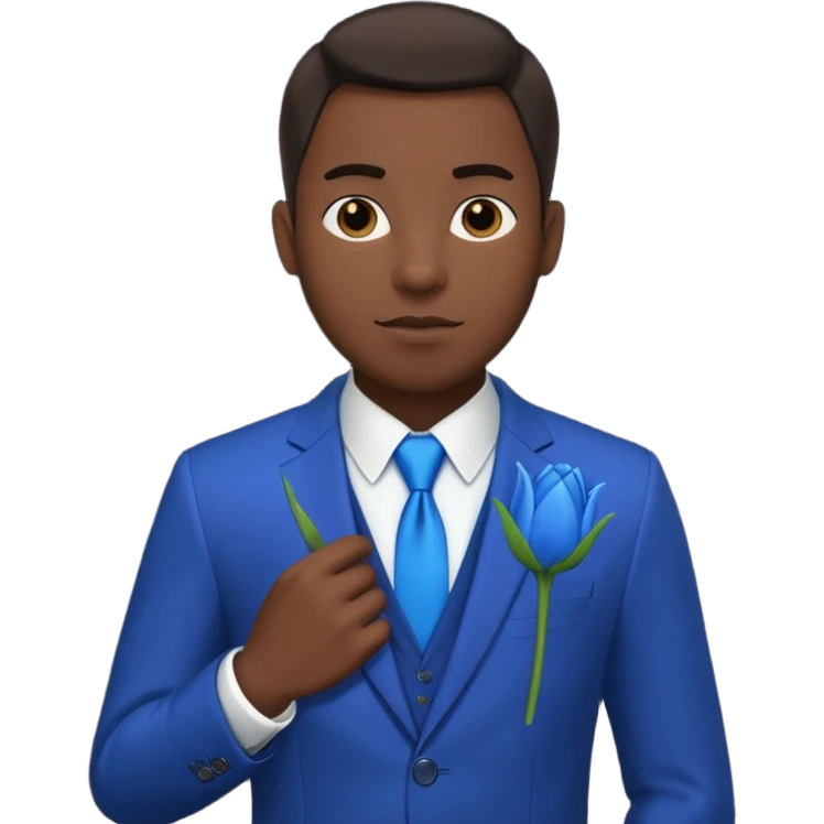 black man with blue tulip in his suit pocket emoji