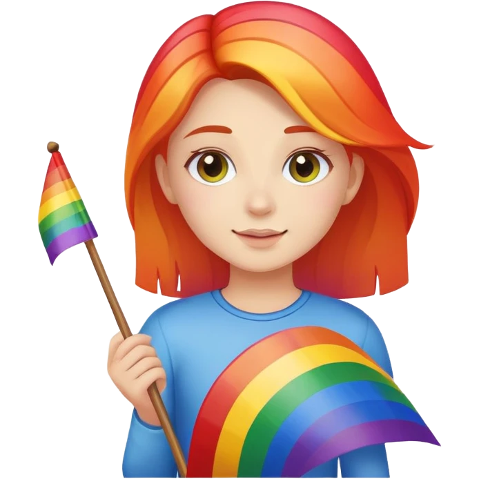 Girl with rainbow flag emoji