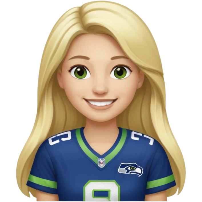 Long blonde hair seahawks fan female emoji