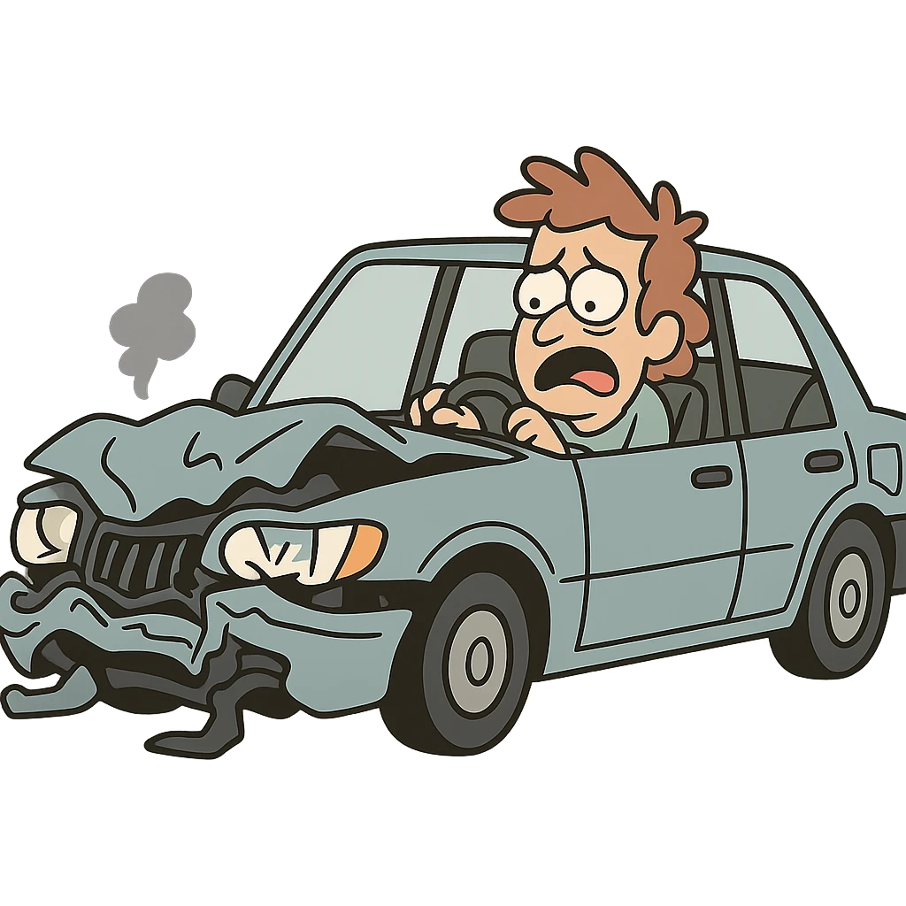 flat toon style crashed car emoji
