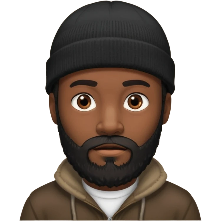 A dark-skinned man with a black beanie, and a full beard, giving him a thief-like appearance. emoji