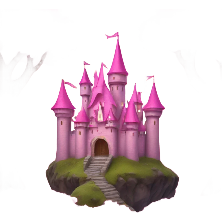 A pink castle in a magic forest emoji