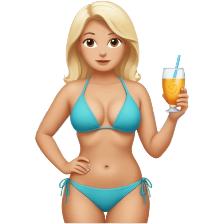 Curvy white blonde mom on beach  emoji