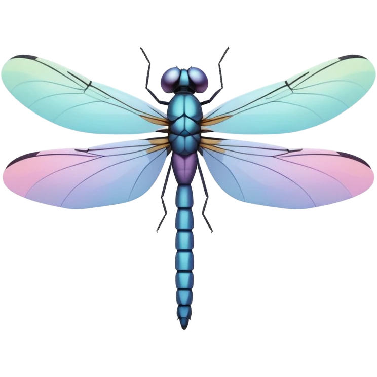 minimal dragonfly emoji, simple flat design, geometric shapes, soft pastel colors, no face, not cartoonish emoji