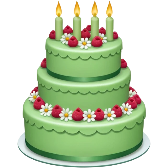 Gâteau 3 étages glaçage vert emoji