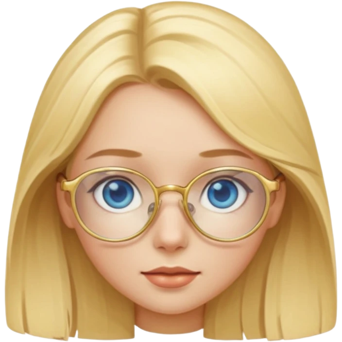 une fille blonde au yeux bleus avec des lunette dorée assez grande emoji
