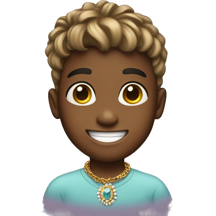 smiling boy with jewelry emoji