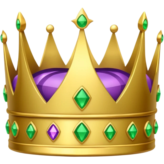 crown emoji, simple, gold, shiny, with green and purple jewels emoji