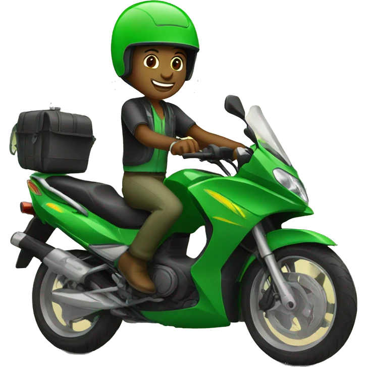 a  green boda boda rider in kenya emoji