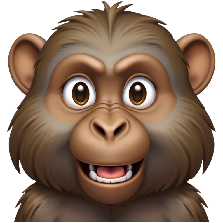 Cinematic Realistic Comical Baboon Portrait Emoji, Head tilted dramatically with an exaggeratedly amused expression, featuring a striking, ruggedly textured face with boldly expressive eyes full of playful disbelief, rendered with vivid, lifelike detail and natural earthy hues, high shine, dramatic yet playful, styled with an air of cheeky jungle mischief, soft glowing outline, capturing the essence of a spirited and over‐the‐top baboon that looks ready to chatter its way into viral fame! emoji