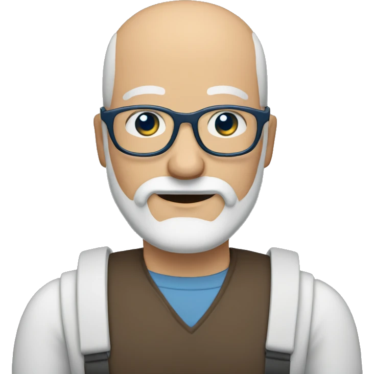  bald guy with a greying beard, brown moustache,  blue eyes and glasses emoji