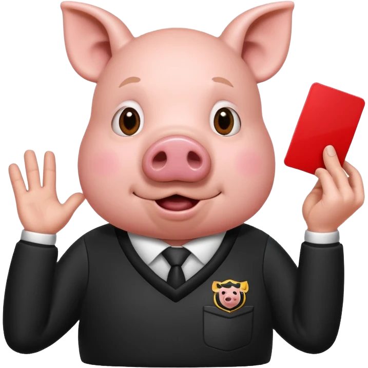 pig referee showing red card emoji