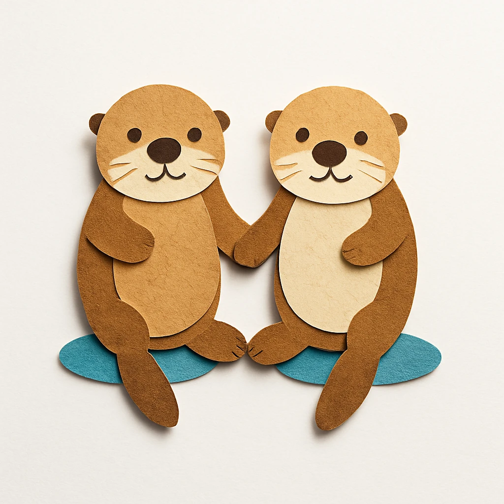 two sea otters holding hands emoji