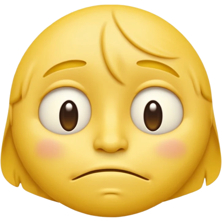 iOS-style 3D classic round yellow emoji face, half-closed droopy eyes, small uneven mouth, and slight head tilt, expressing sleepy and just-woke-up grogginess emoji