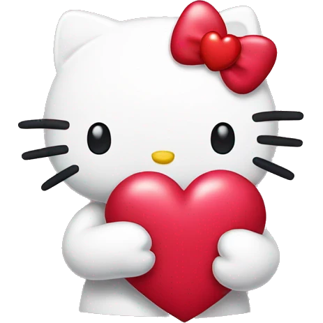Hello Kitty holding a heart emoji