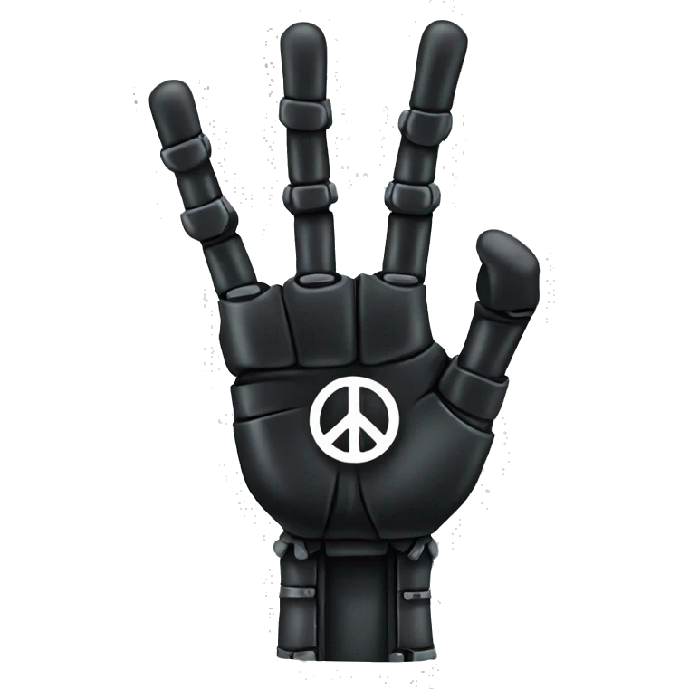 black robotic peace sign hand emoji