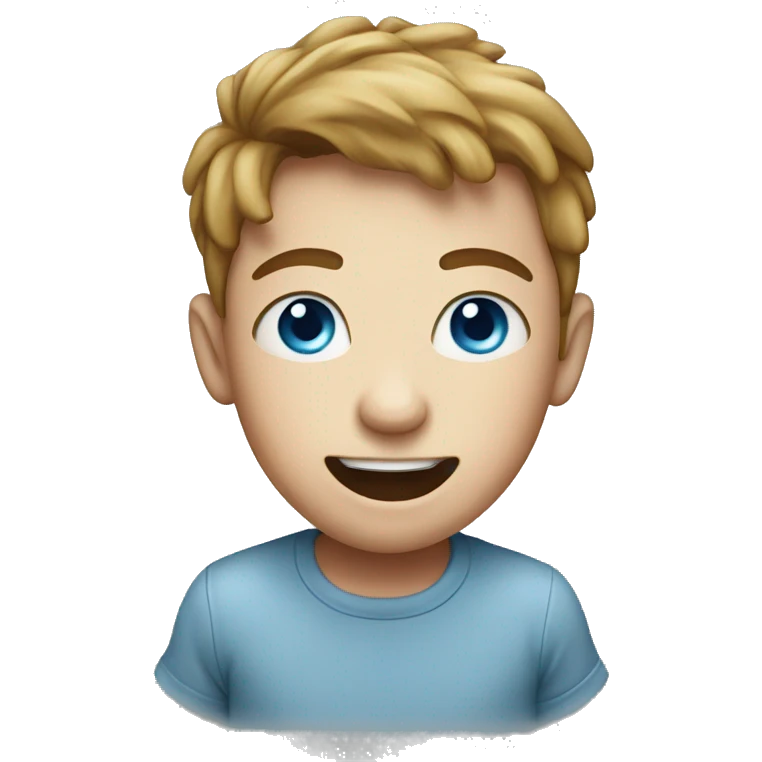 Boy with blue eyes farting emoji
