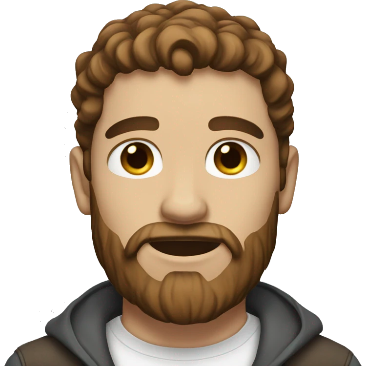 White man with brown hair and brown beard and brown eyes emoji