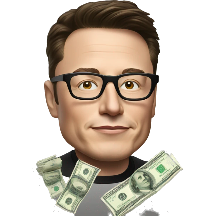 elon musk withblck glasses of cash emoji