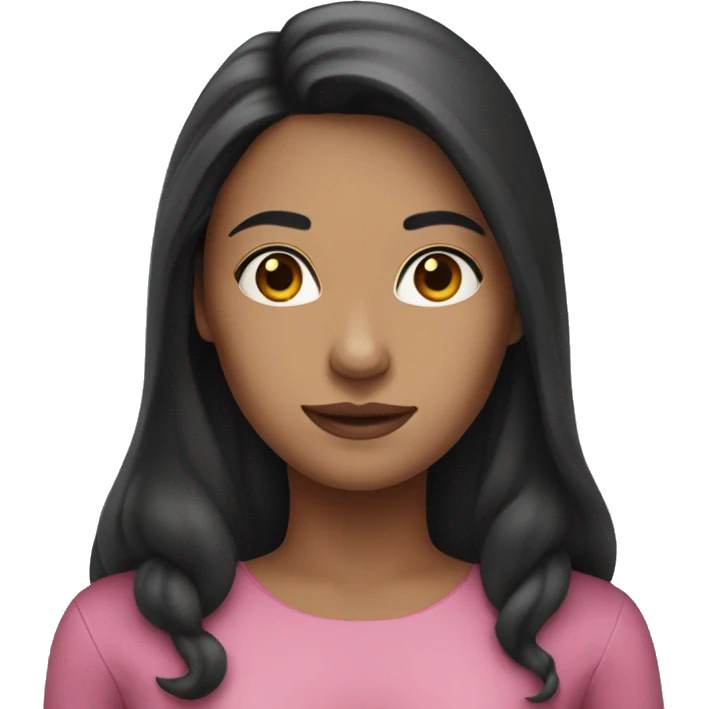 Woman with long dark hair pink dress emoji
