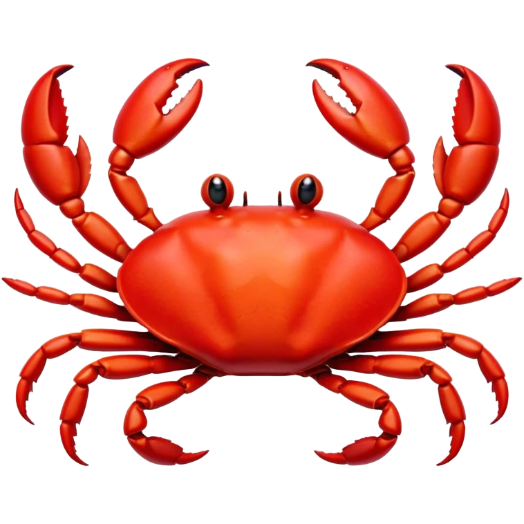 Cinematic Cute Red Crab Portrait Emoji, Head tilted playfully and inquisitively, featuring a compact, vibrant scarlet carapace with adorably small, expressive eyes and gentle, rounded pincers, Simplified yet irresistibly adorable features, highly detailed, glowing with a warm, friendly oceanic glow, high shine, affectionate and lively, stylized with a touch of seaside whimsy, soft glowing outline, capturing the essence of a mischievous yet loving red crab that seems as if it could pinch its way out of the screen into your arms! emoji