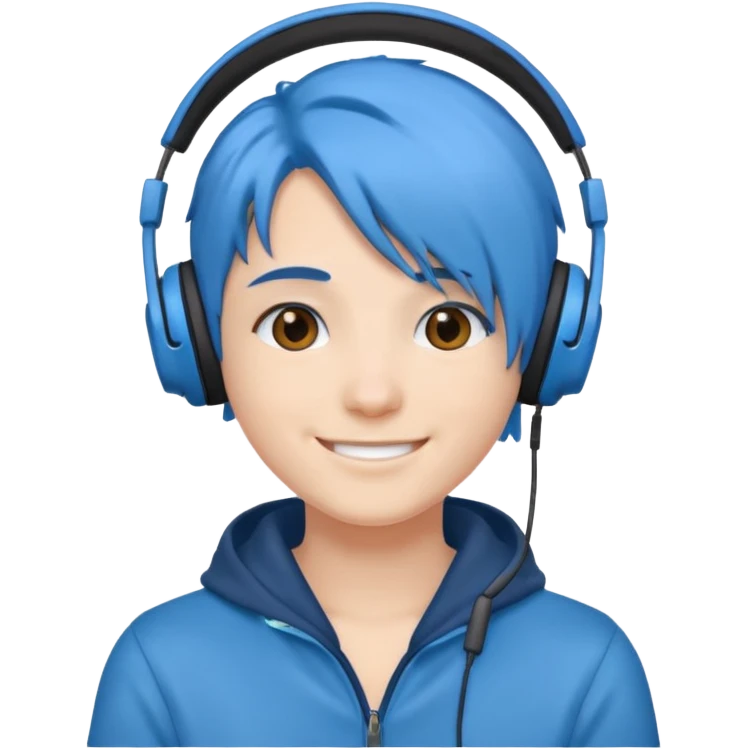 blue haired headphone wearing emoji