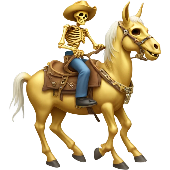 proud Golden skeleton riding donkey emoji